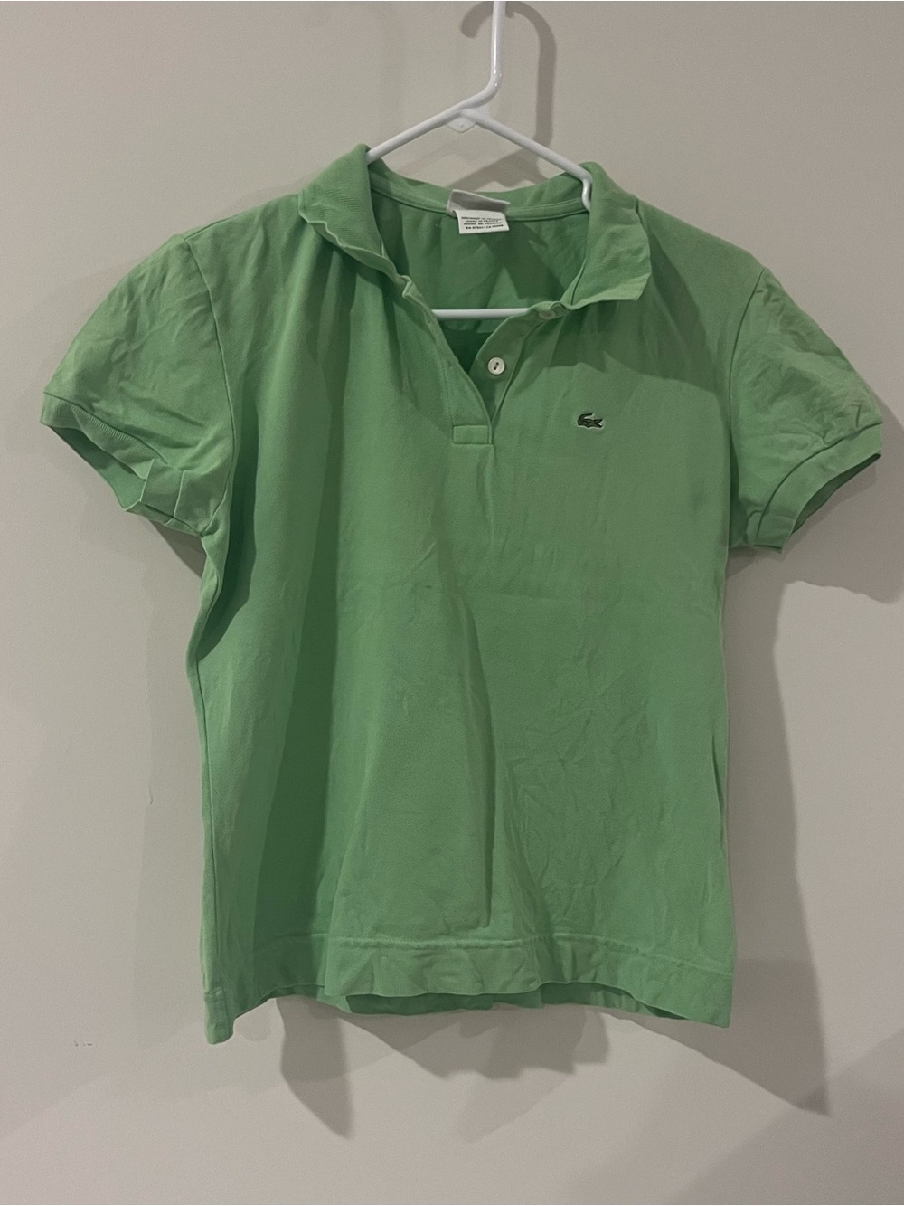 Vintage Lacoste Women’s Green Polo Shirt Short Sleeve Pique 46